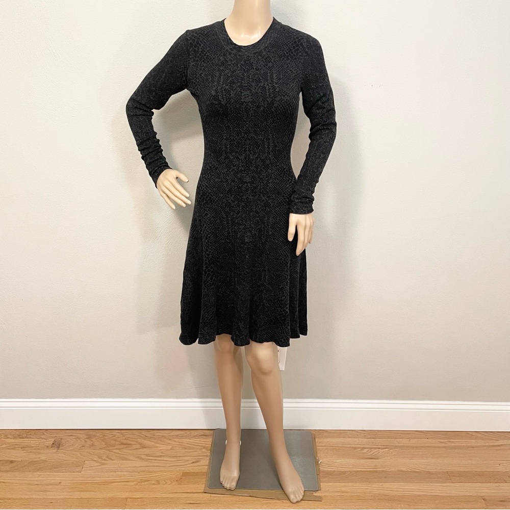 Rebecca Taylor Snake Print Wool Blend Midi Dress